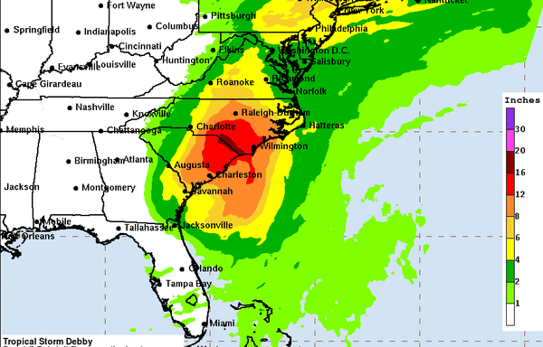 Debby Storm Tracker: As tropical storm moves up coast, NHC puts MA in path