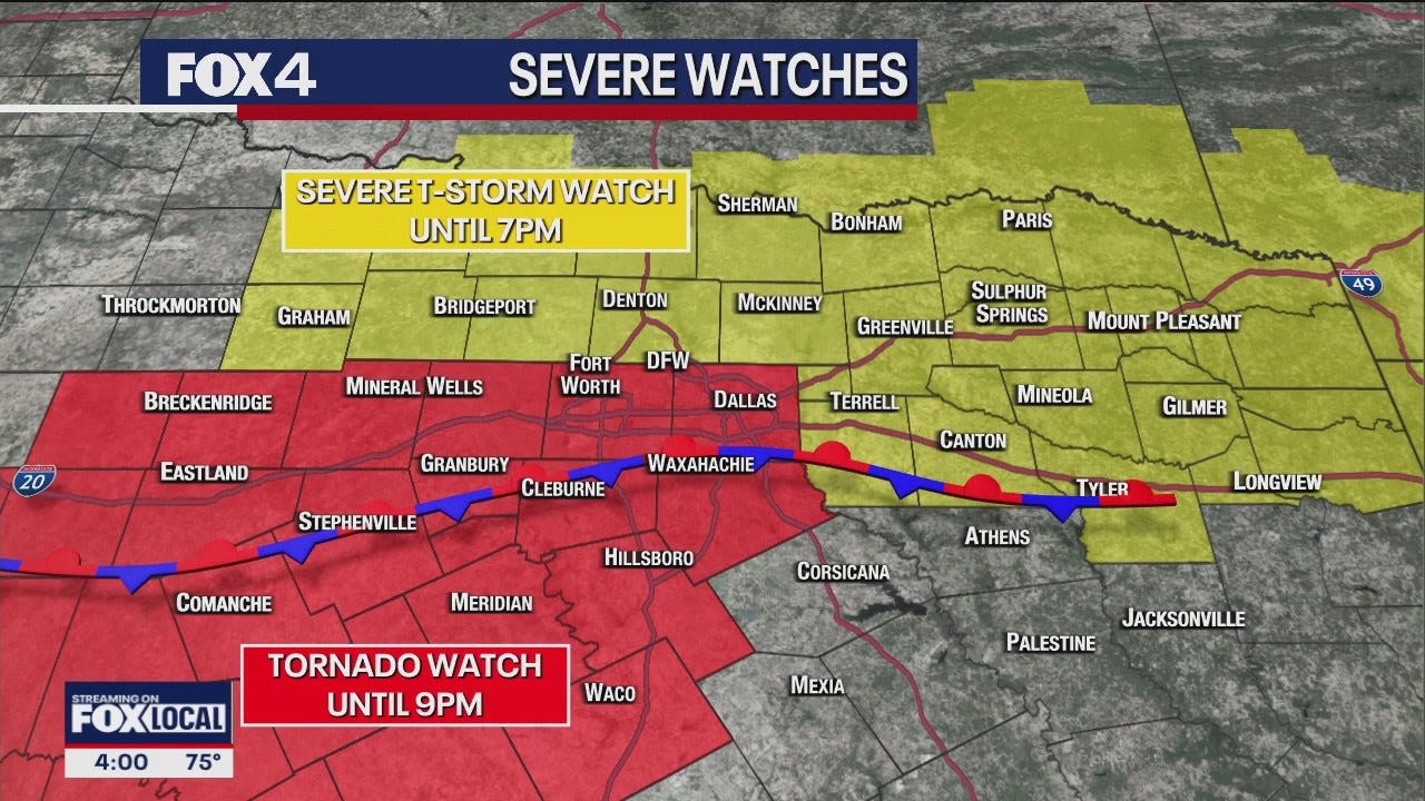 Dallas Weather: Tornado Watch issued until Thursday night