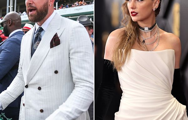 Was Travis Kelce's Derby Suit Meant to Match Taylor Swift's Grammys Gown?