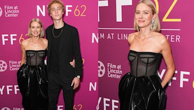 Naomi Watts Coordinates With Son Sasha Schreiber in Structured Schiaparelli Dress at ‘The Friend’ Premiere During the New...