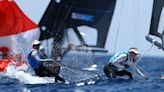 Sailing-Dutch women lead as skiffs stretch their legs in wind and waves