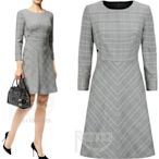 全新 淺灰色 威爾斯格紋秋冬款優雅顯瘦長袖洋裝