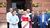 'Bahi Khata' in hand, FM Sitharaman poses with team ahead of Budget presentation