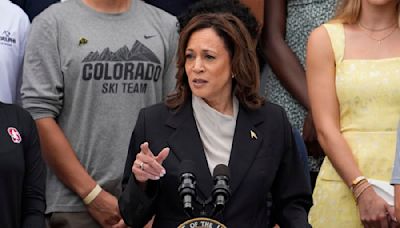 Harris hails Biden in first public appearance since president dropped out of 2024 race