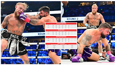 The full punching stats for Jake Paul vs Mike Perry have been released - they are embarrassing