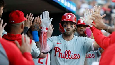 Bryce Harper homers, drives in 5 runs and helps turn triple play in Phillies' 8-1 win over Tigers