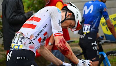 Watch: Criterium du Dauphine crash involving more than 50 riders on treacherous downhill section