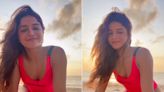 Wamiqa Gabbi Looked Bright And Preppy In A Neon Pink Swimsuit For A "Day In The Ocean"