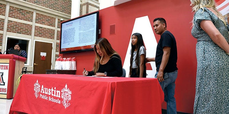 Signing ceremony a first step for students hoping to get into education - Austin Daily Herald