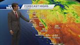 Warm temperatures inland with cooler conditions near the coast