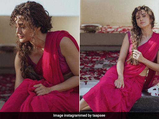 Taapsee Pannu's Red Saree Allows No Room For Monsoon Greys To Peep In