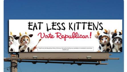 Chick-fil-A: AZ GOP didn't get clearance to copy imagery for 'Eat Less Kittens' billboard