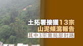 當局接獲13宗山泥傾瀉報告 其中3宗需局部封路