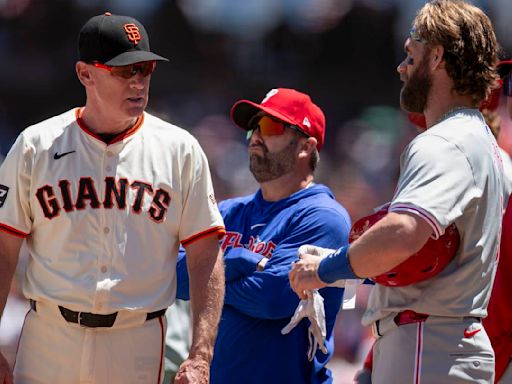 Benches clear after Bryce Harper takes close pitches in Phillies' heated 6-1 win over Giants