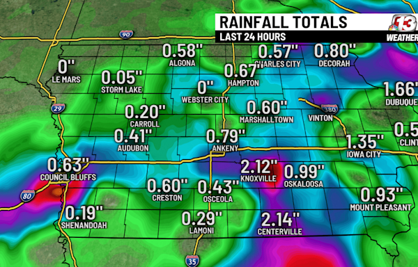 How much rain caused flooding in central Iowa Tuesday night