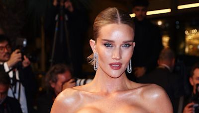 Rosie Huntington-Whiteley stuns in sheer black dress and underwear