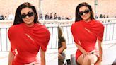 Kylie Jenner Channels the Red Trend in Minidress With Bold Shoulder Pads at Jacquemus ‘Les Sculptures’ Show
