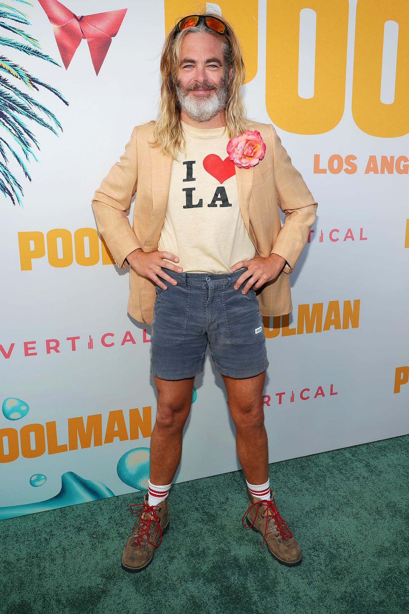 Chris Pine’s Wacky ‘Poolman’ Premiere Outfit Is Proof He’s Still in Character