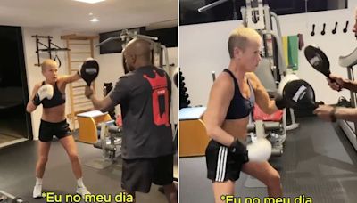Xuxa exibe músculos em treino de boxe: 'Eu no meu dia mais calma'