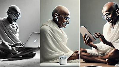 Gandhi Jayanti 2024: AI Imagines Mahatma Gandhi Using iPhone, iPad, iMac, Apple Vision Pro, And More In British Era; ...