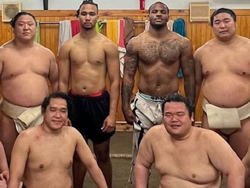 Micah Parsons se mide ante luchador de sumo y seguidores enloquecen: "¿Podemos fichar a este hombre?"