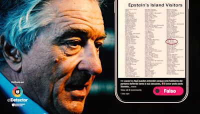 Es falso que el actor Robert De Niro aparezca en la llamada “lista Epstein” entre quienes viajaron a la isla en que hubo abusos sexuales a menores