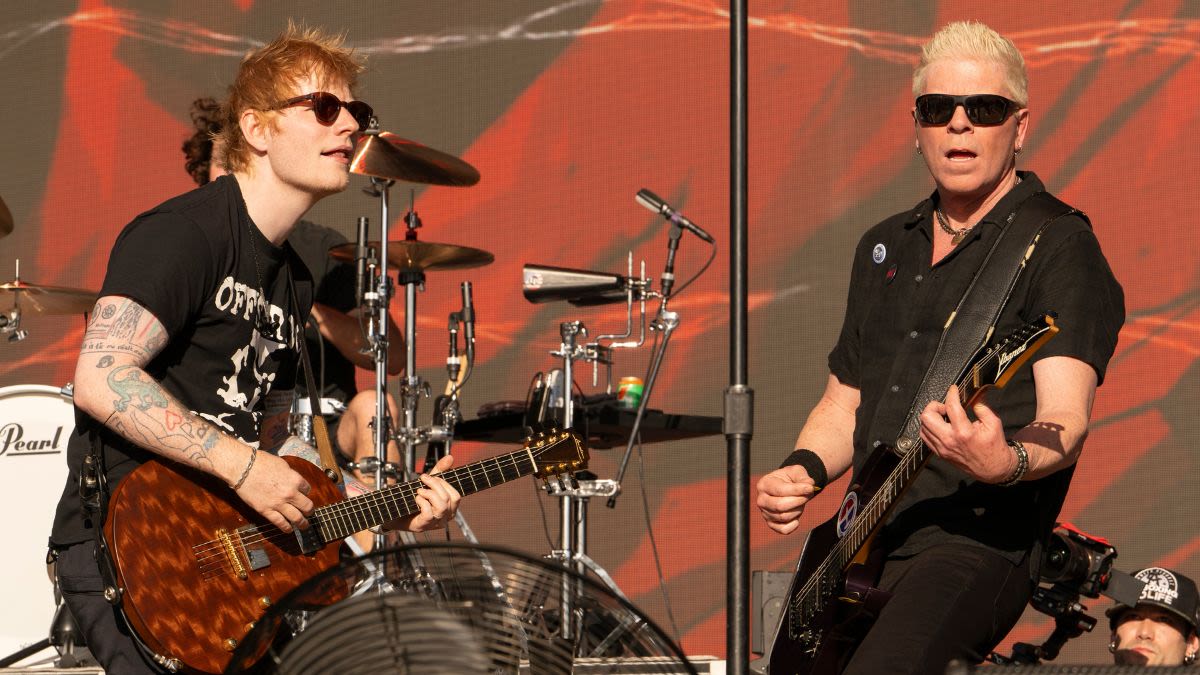 Ed Sheeran picks up an electric guitar for a high-octane appearance with The Offspring