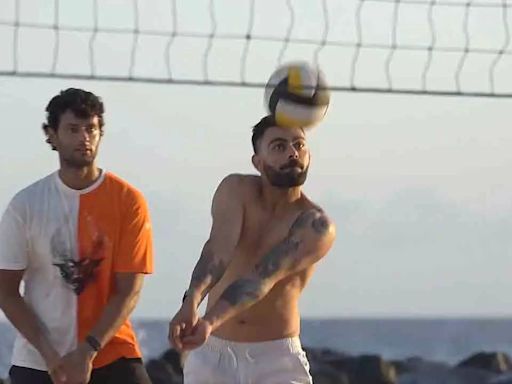 Watch: Indian cricketers unwind with a game of volleyball at Barbados beach - Times of India