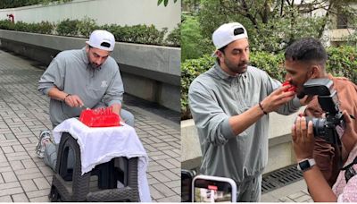 Ranbir Kapoor Rings in 42nd Birthday with fans and paparazzi, shares cake-cutting moments: watch video