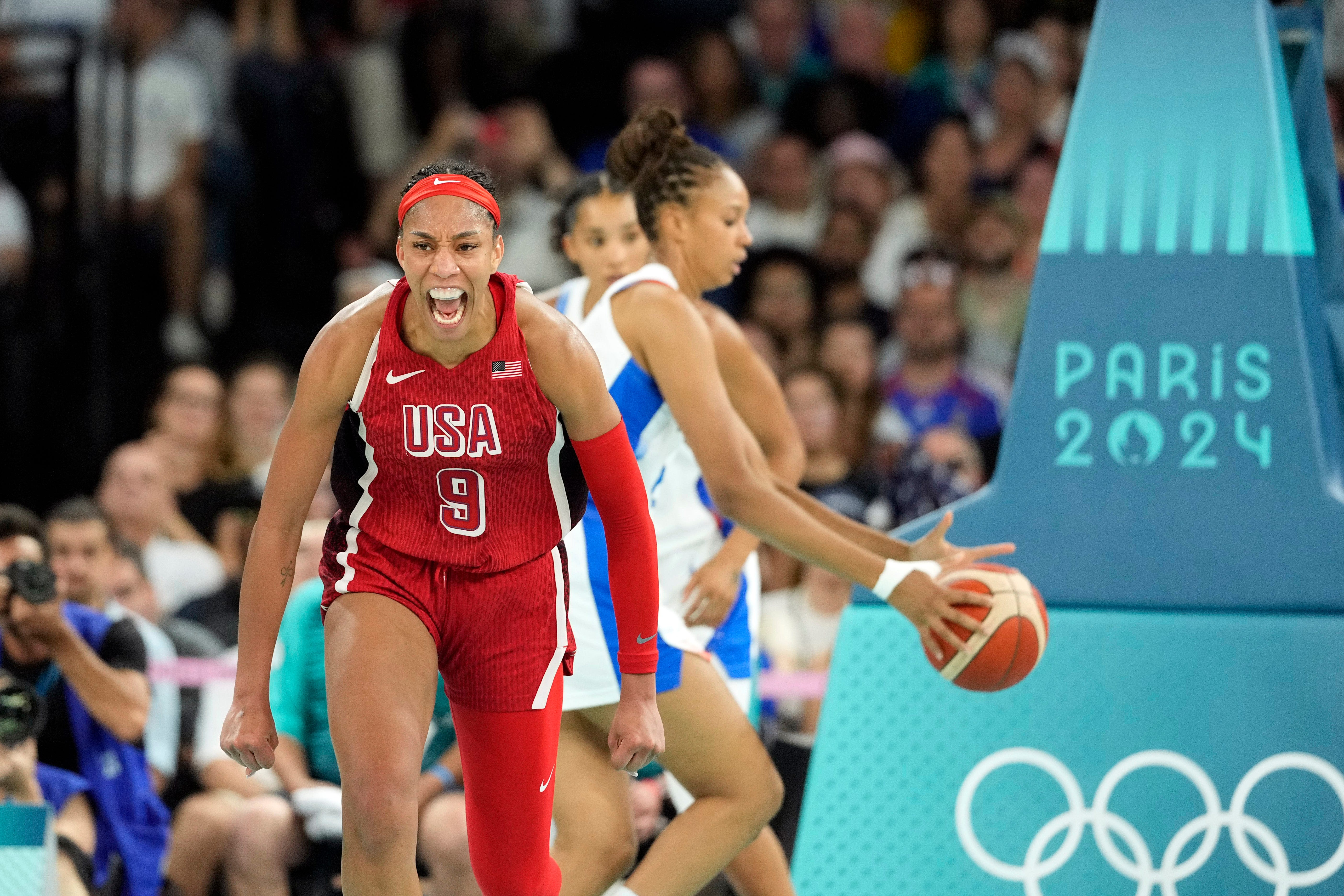 A'ja Wilson leads US to thrilling 67-66 win over France to 8th straight Olympic gold medal