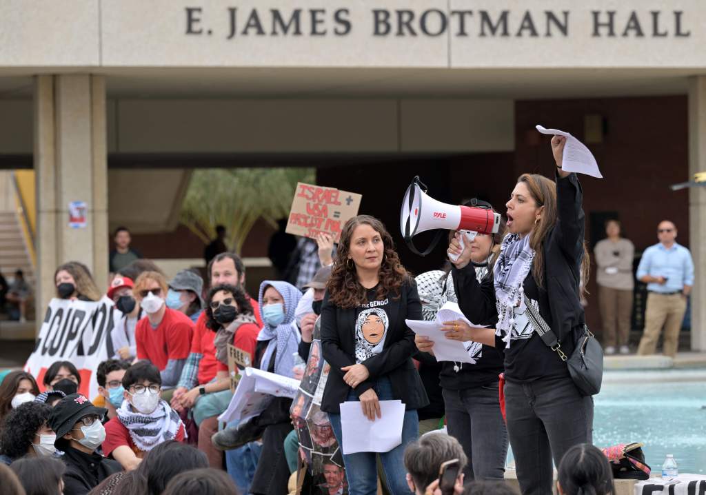 Hundreds of CSULB students, faculty march in pro-Palestine rally, including at Walter Pyramid
