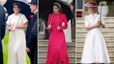 Royal Cousins Princess Beatrice, Princess Eugenie and Zara Tindall Coordinate in Pink and White for Garden Party