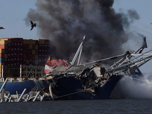 Collapsed Baltimore bridge blasted into pieces in effort to clear wreckage