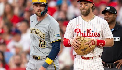 Rhys Hoskins homers in return to Philadelphia, but David Dahl goes deep as Phillies beat Brewers