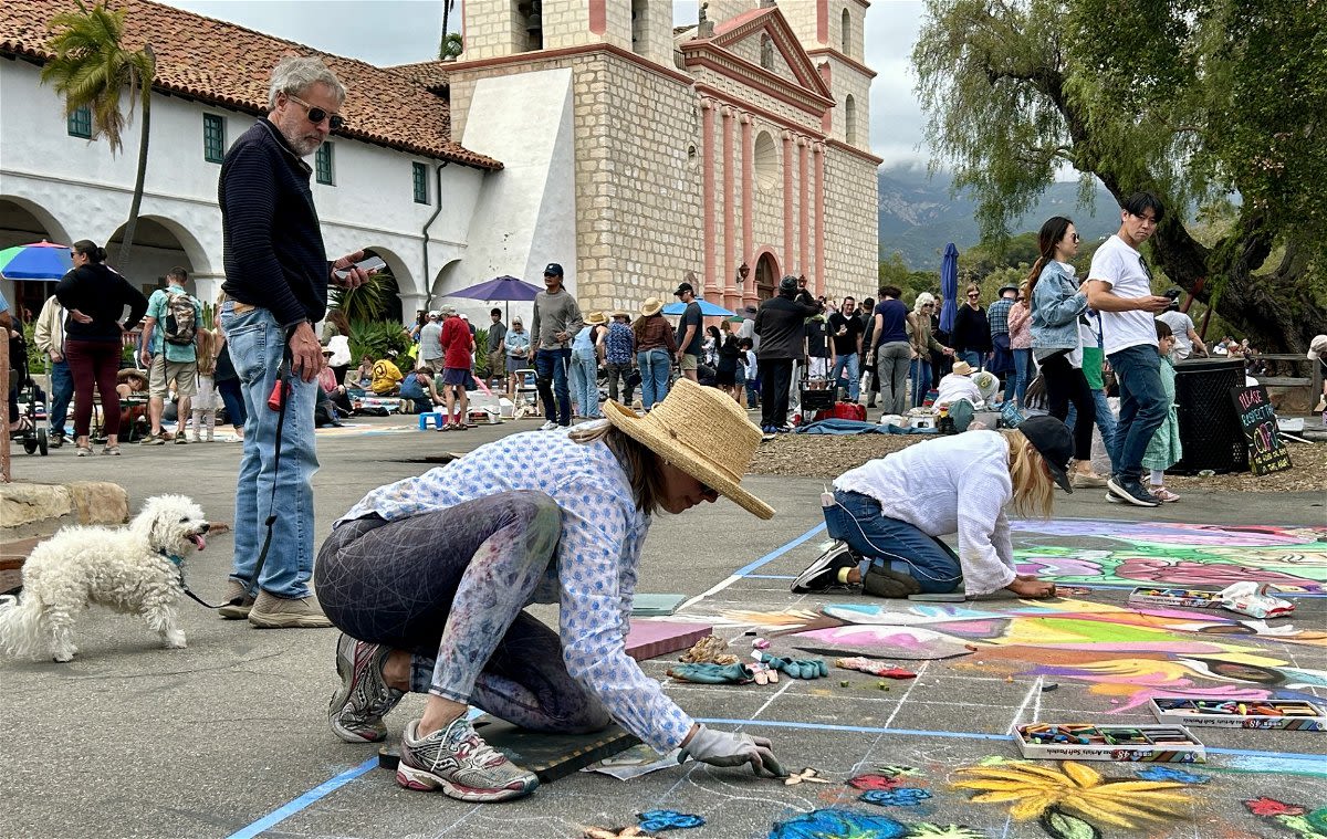 i Madonnari Italian Street Painting Festival fill grounds of Old Mission Santa Barbara
