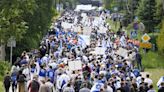 The yearly memorial march at the former death camp at Auschwitz overshadowed by the Israel-Hamas war