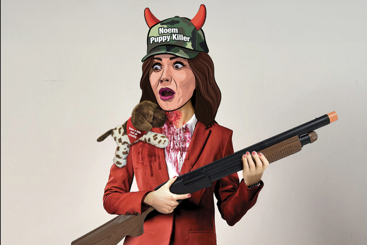 PETA trolls Kristi Noem with ‘Cricket’s Revenge’ Halloween costume – complete with ‘puppy killer’ camo hat