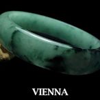 【VIENNA】《手圍20.4/16mm版寬》緬甸玉/冰種田園葉綠飄墨翡翠/玉鐲T*-/X30