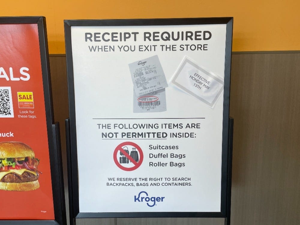 6 Kroger stores now checking shoppers' receipts. Here's why