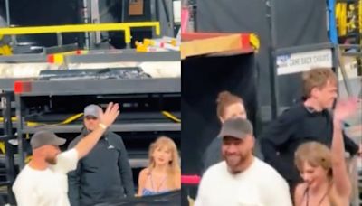 Travis Kelce hypes up Taylor Swift for the crowd as they leave Dublin Eras Tour concert