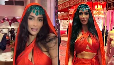 'Wedding Or Halloween?': Kim Kardashian Upsets Desi Fans With Veiled Red Look At Anant Ambani-Radhika Merchant...