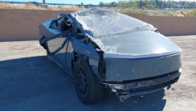 Flipped Tesla Cybertruck Involved In Huge Crash Pops Up For Sale