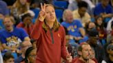 Lindsay Gottlieb hypes up the Galen Center crowd after USC defeats UCLA