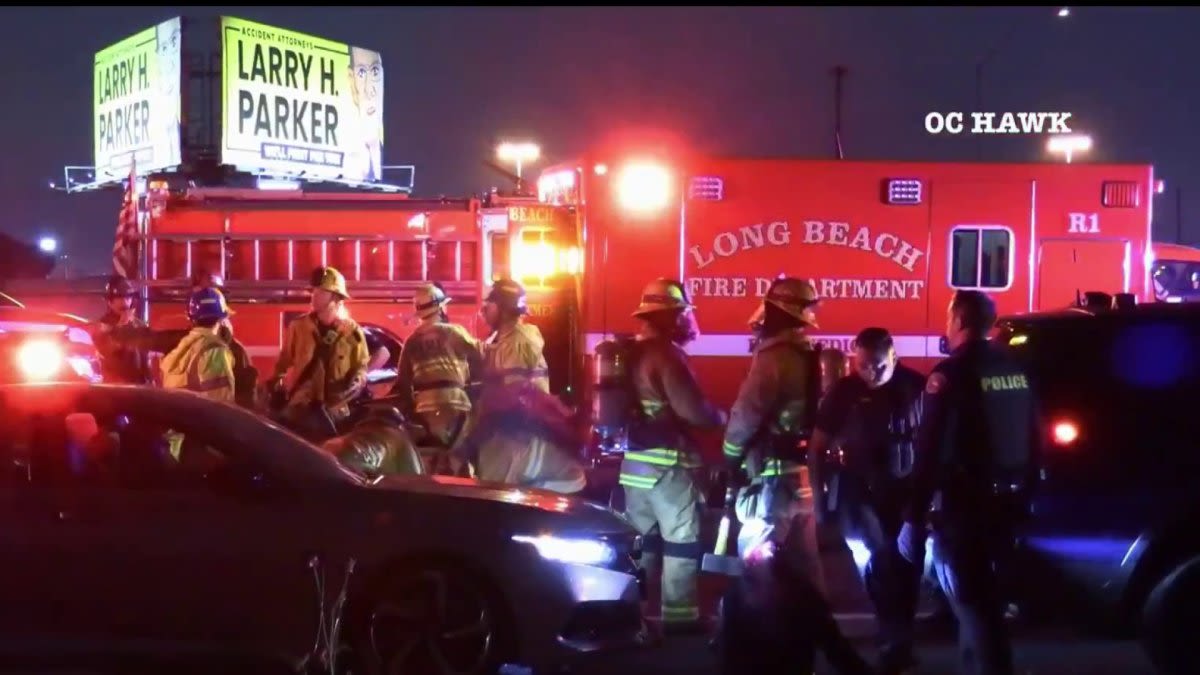 Fiery pursuit crash near Long Beach prompts closure of northbound lanes of 710 Freeway