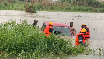 Karnataka Rains: Car, With 4 Onboard, Washed Away In Udupi Floods- VIDEO