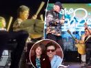 John Stamos joined by son Billy, 6, playing the drums onstage at Beach Boys show