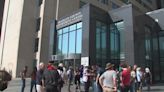 Dozens of protestors gather outside Franklin County Municipal Court after Ohio State students arrested