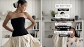 A woman was going to wear a sleek gown with a poofy white skirt to her friend's wedding until she was dissuaded by TikTokers who said it's 'inappropriate'