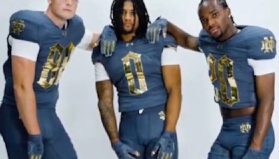 Notre Dame's new blue-gray Shamrock Series uniforms revealed