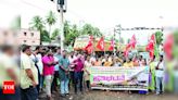 CPM protests slow progress of RuB works at Mahakalipadpu | Mangaluru News - Times of India